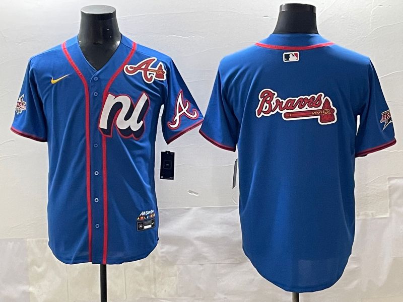 Men 2025 Atlanta Braves Blank Blue All star Blank Blue Nike MLB Jersey style 5->atlanta braves->MLB Jersey